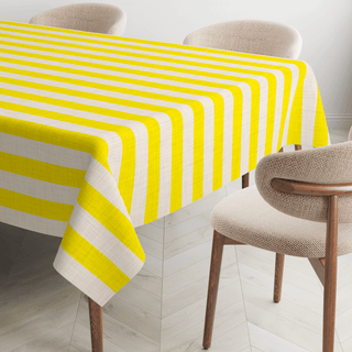 Lemon Zest Linen Stripes Tablecloth