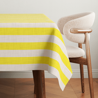 Lemon Zest Linen Stripes Tablecloth