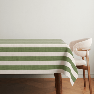 Earth Moss Linen Stripes Tablecloth
