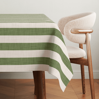 Earth Moss Linen Stripes Tablecloth