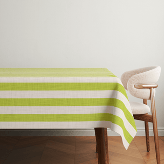 Lime Zest Linen Stripes Tablecloth