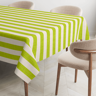 Lime Zest Linen Stripes Tablecloth