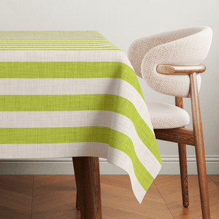 Lime Zest Linen Stripes Tablecloth