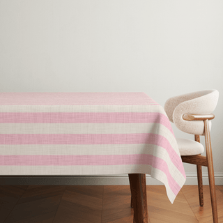 Petal Pink Linen Stripes Tablecloth