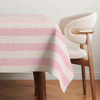 Petal Pink Linen Stripes Tablecloth