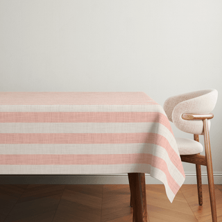 Rose Cloud Linen Stripes Tablecloth