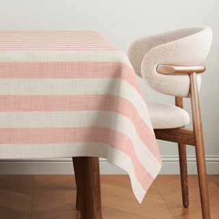 Rose Cloud Linen Stripes Tablecloth