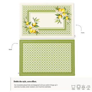 Sorrento Lemon Reversible Placemat / Set 2
