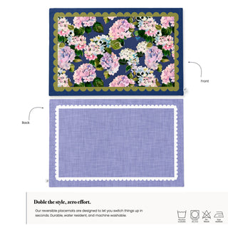 Hydrangea Haven Reversible Placemat / Set 2