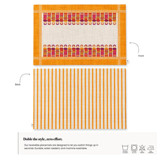 Worry Doll Gold Sienna Linen Reversible Placemat / Set 2