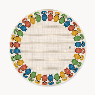 Owl Vanilla Linen Charger Plate Cover
