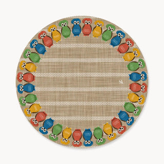 Owl Wheat Linen Charger Plate Cover