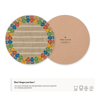 Owl Wheat Linen Charger Plate Cover