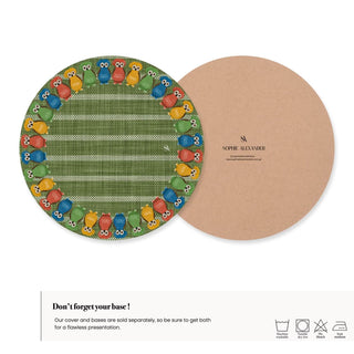 Owl Earth Moss Linen Charger Plate Cover