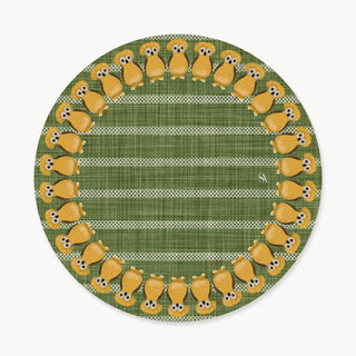 Mustard Owl Earth Moss Linen Charger Plate Cover