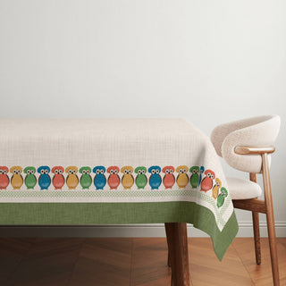 Owl Earth Moss Linen Tablecloth