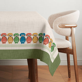 Owl Earth Moss Linen Tablecloth