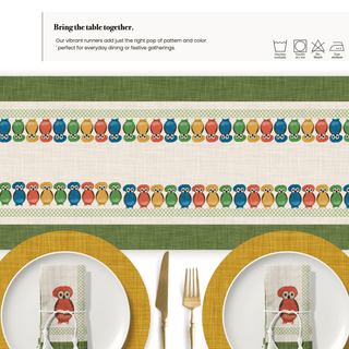 Owl Earth Moss Linen Table Runner
