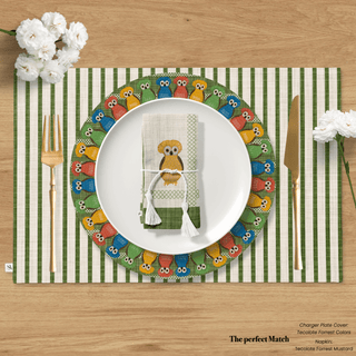 Owl Earth Moss Linen Reversible Placemat / Set 2