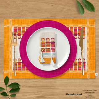 Worry Doll Gold Sienna Linen Reversible Placemat / Set 2
