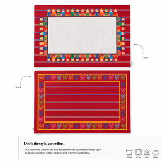 Red Worry Doll Reversible Placemat / Set 2