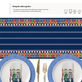 Blue Worry Doll Table Runner