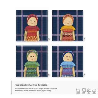 Blue Worry Doll Coaster / Set 4