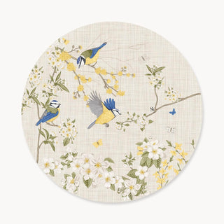 Golden Bloom Bird Charger Plate Cover