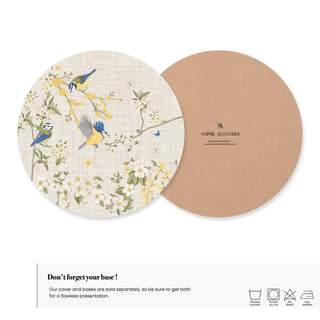 Golden Bloom Bird Charger Plate Cover