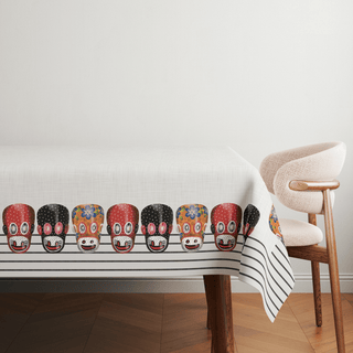 White Monkey Mask Tablecloth
