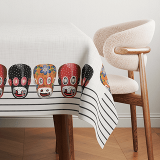 White Monkey Mask Tablecloth