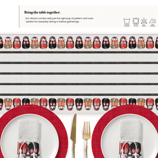 White Monkey Mask Table Runner