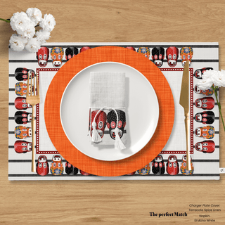 White Monkey Mask Reversible Placemat / Set 2