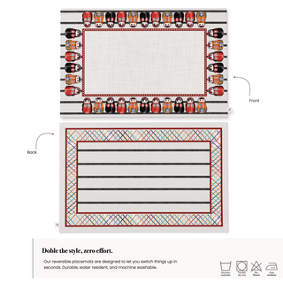 White Monkey Mask Reversible Placemat / Set 2