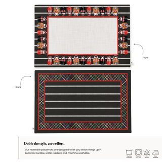 Black Monkey Mask Reversible Placemat / Set 2