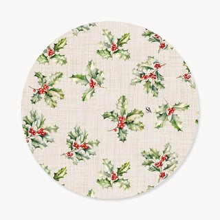 Holly Jolly Linen Plate Cover