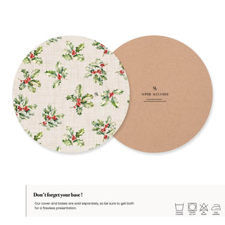 Holly Jolly Linen Plate Cover