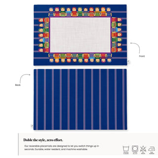 Blue Worry Doll Reversible Placemat / Set 2